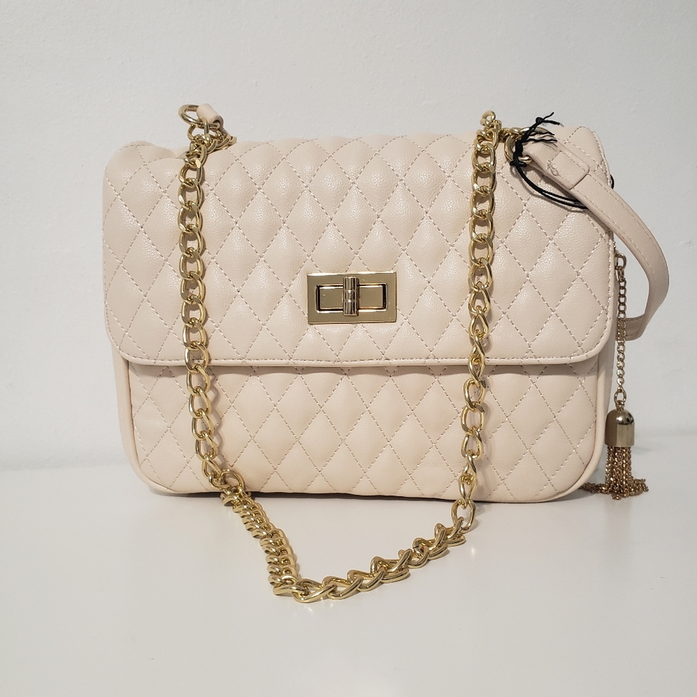 New quilted cream purse